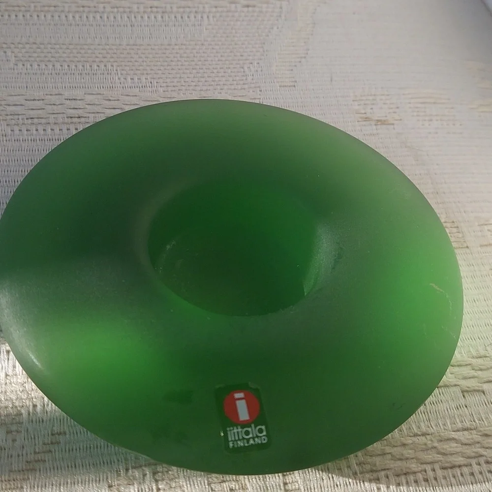 2 Pc Iittala Finland Nappi Tealight Votive candle Holders Green Blue Markku Salo